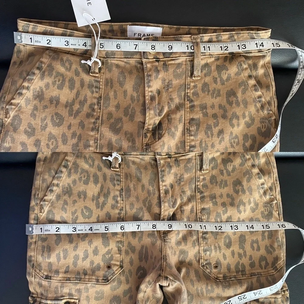 FRAME Cheetah Cargo Skinny Jeans Stretch Mid-Rise Cropped Size 28 NWT - Picture 8 of 10